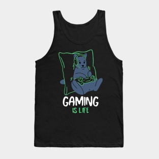 Cat; Gaming is Life; Gamer t-shirt Tank Top